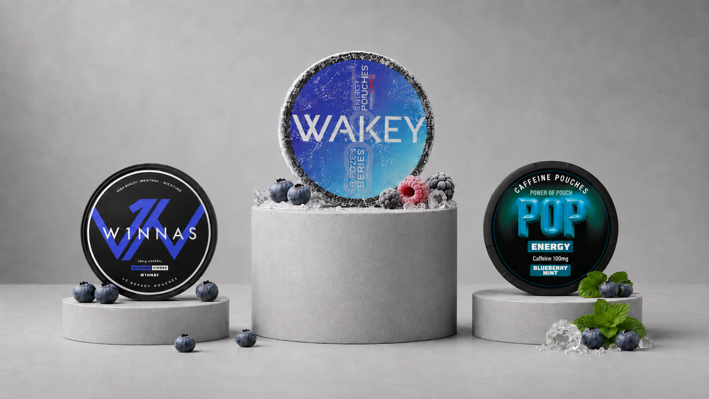 W1NNAS vs. WAKEY vs. POP: Blueberry Koffein-Snus / Energy Pouches im Vergleich